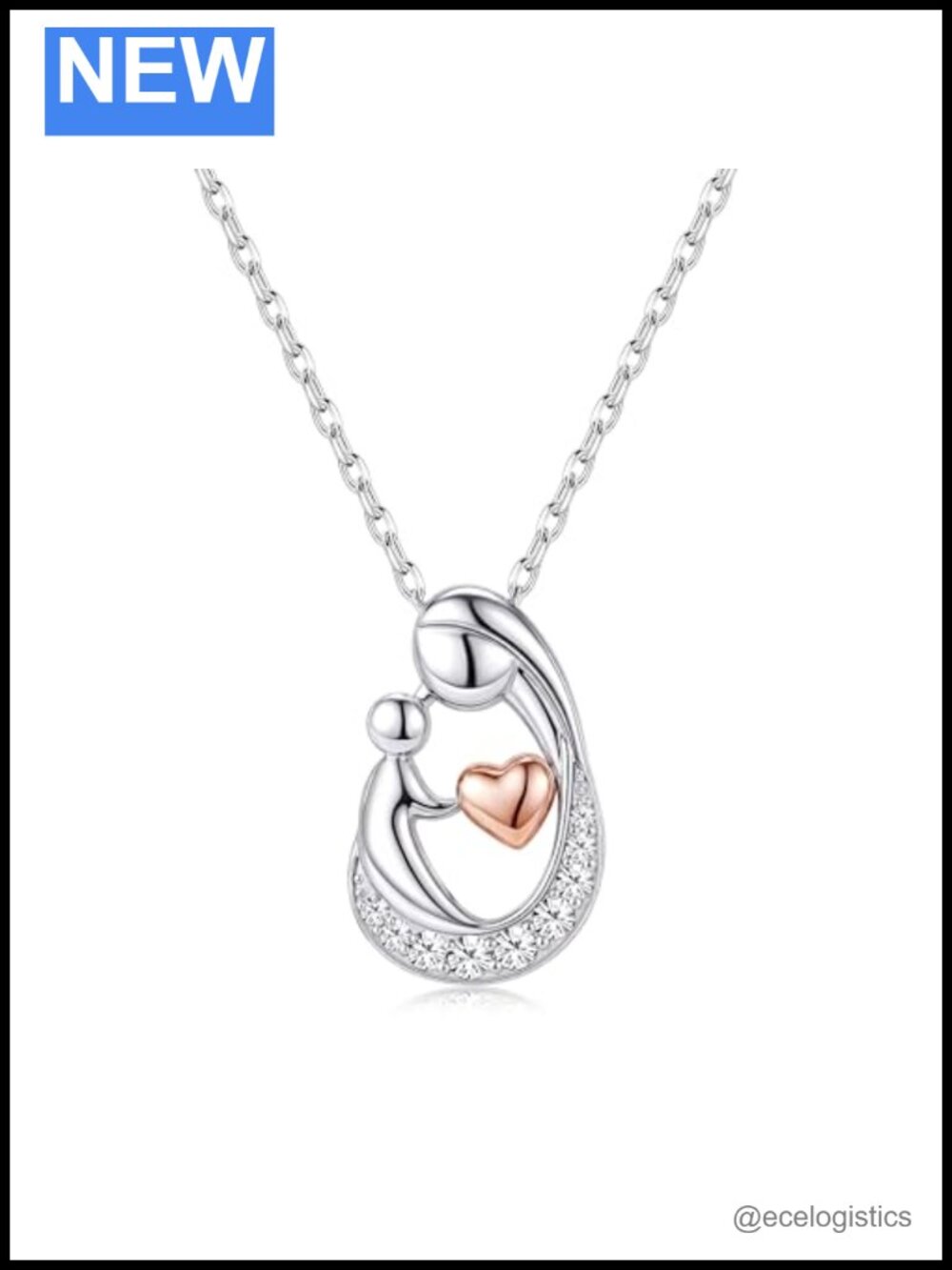 925 Sterling Silver Mom Necklace Heart Birthstone Pendant Mother's Day Gift